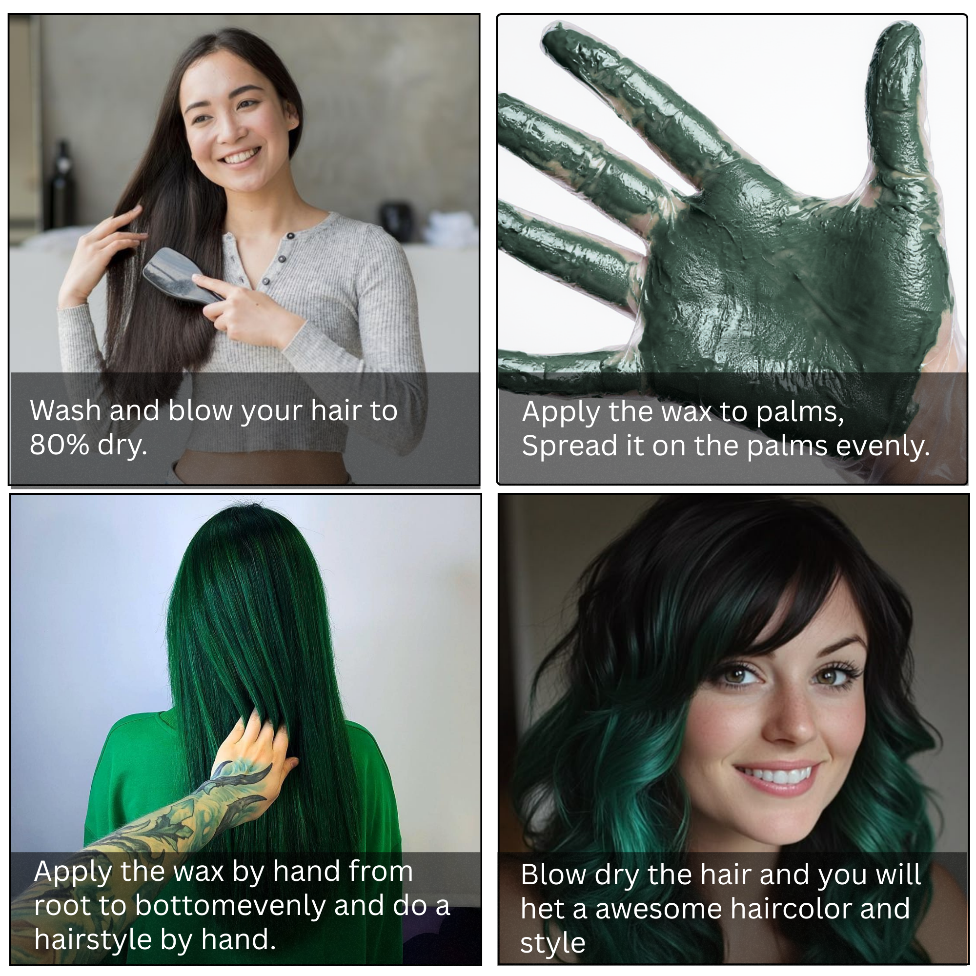 Dark Green Hair Coloring Wax - Image 4