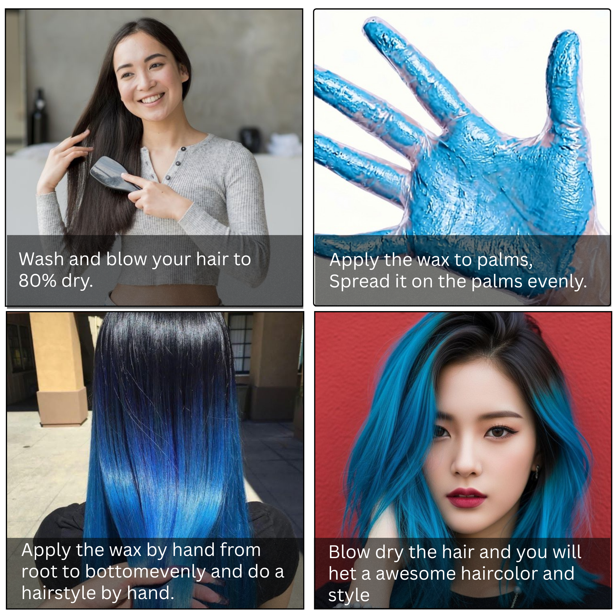 Sky Blue Hair Coloring Wax - Image 4