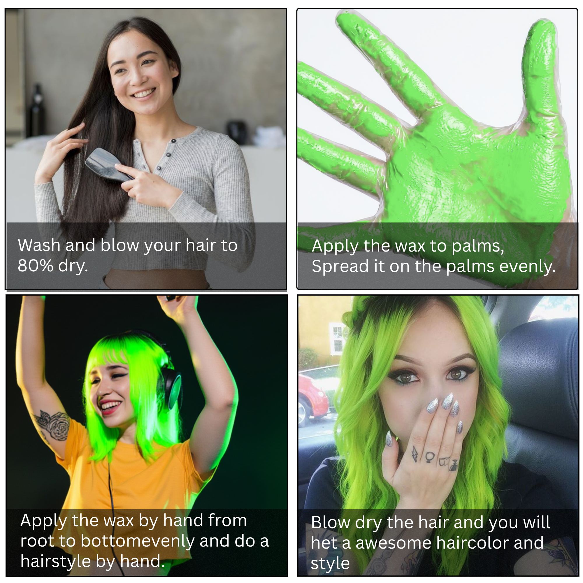 Neon Green Hair Coloring Wax - Image 4