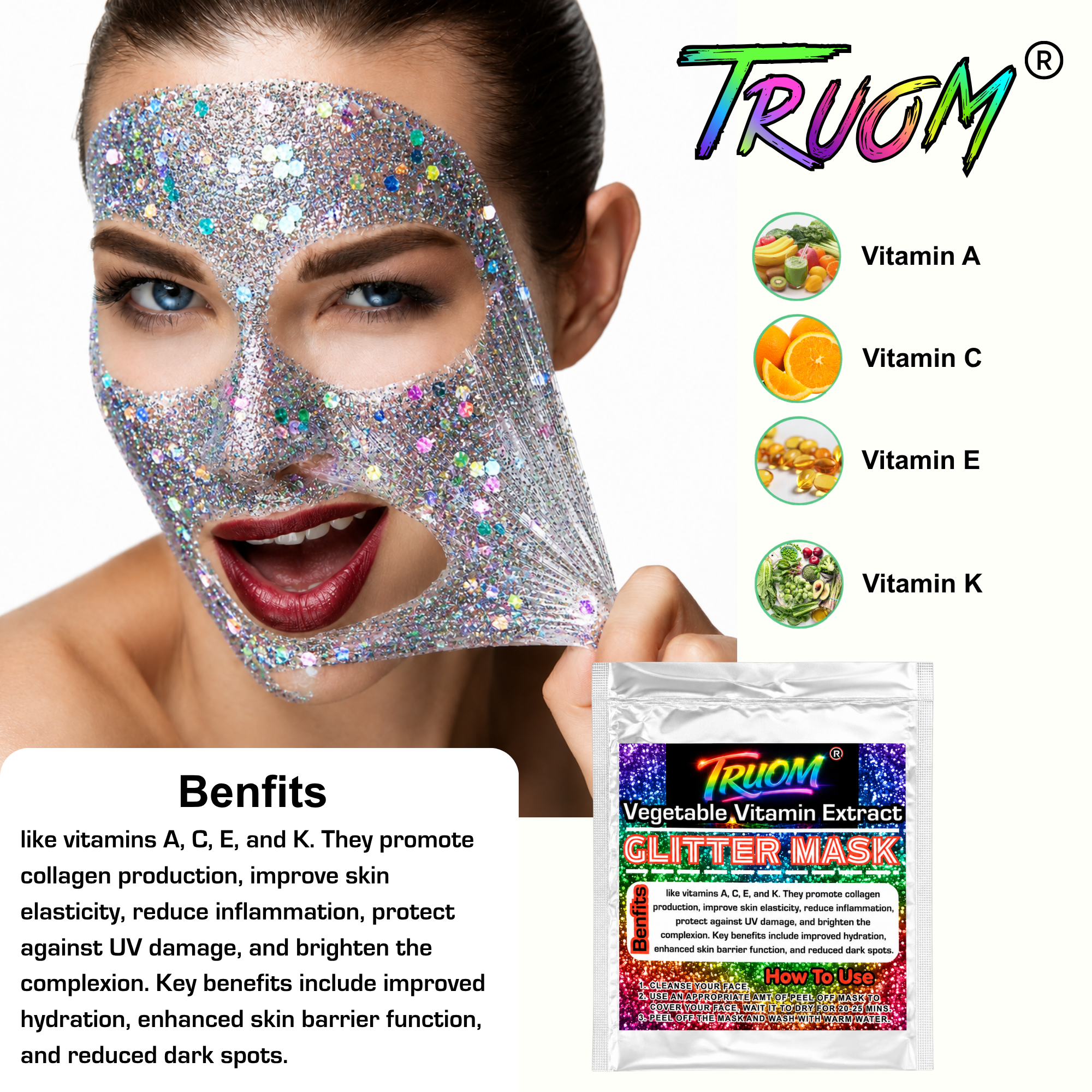 Vegetable Vitamin Extract Glitter Mask - Image 6