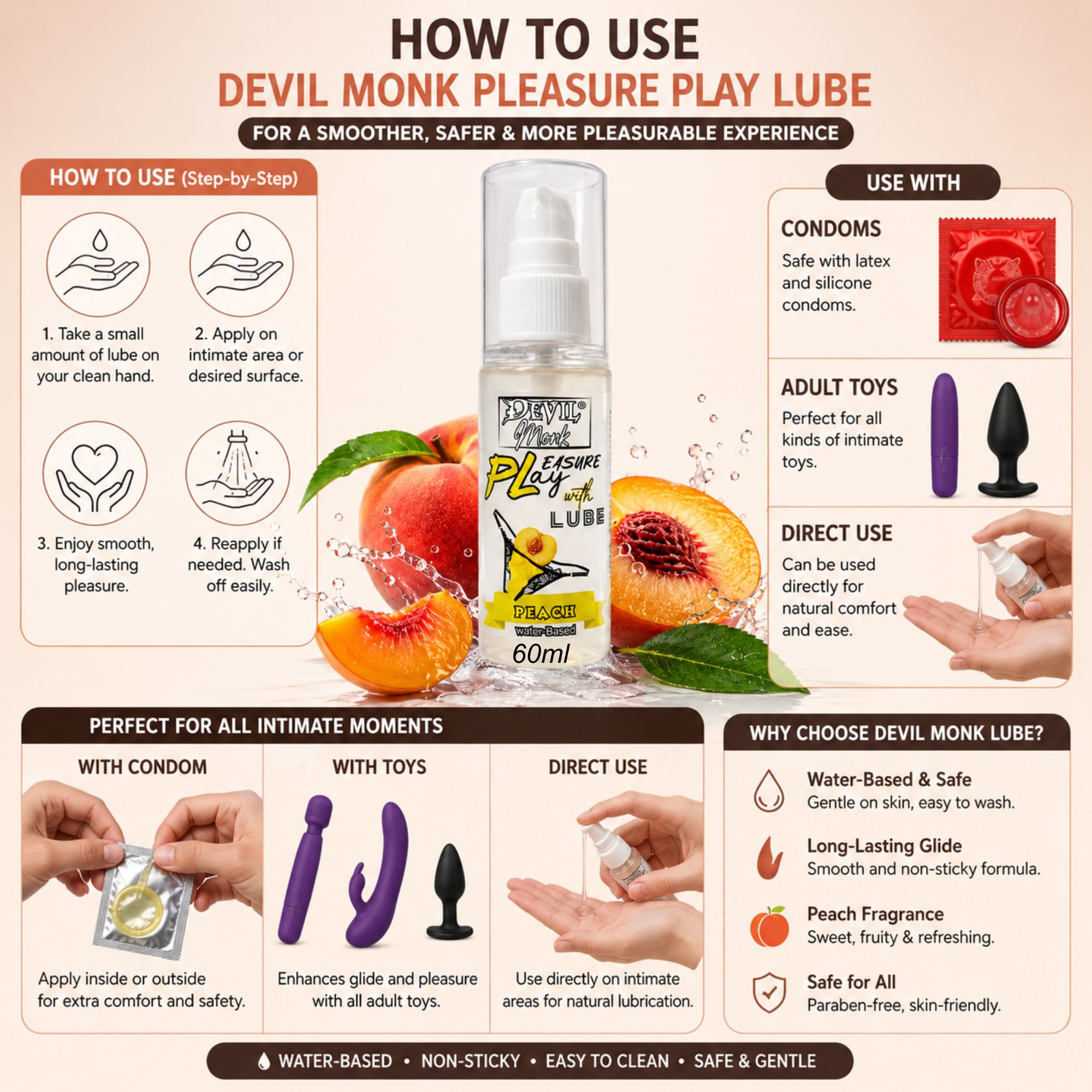 Devil Monk Peach Lube | Water-based Lubricant - Image 5