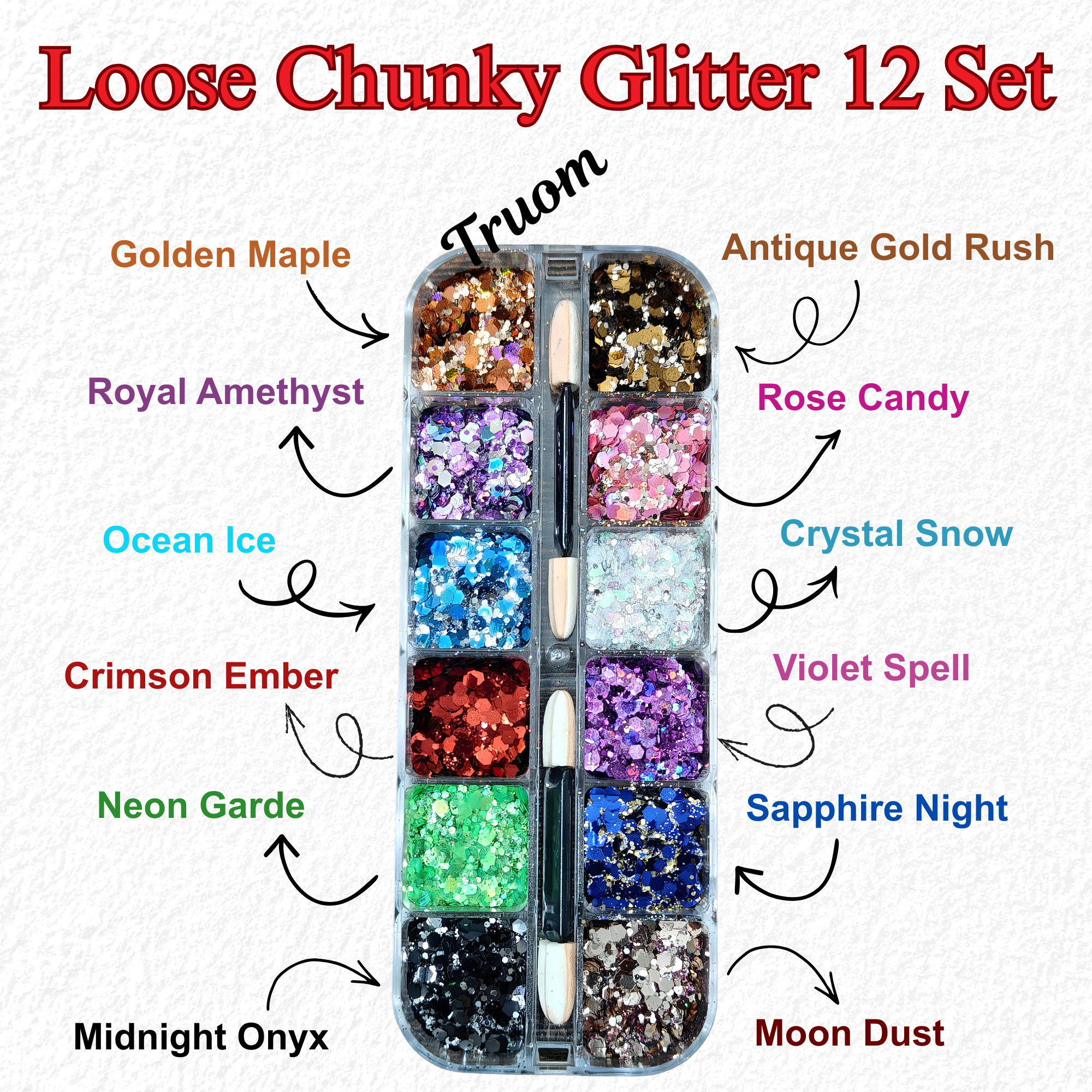 Loose Chunky Glitter 12 Set