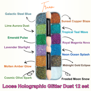 Loose Powder Holographic Glitter 12 set