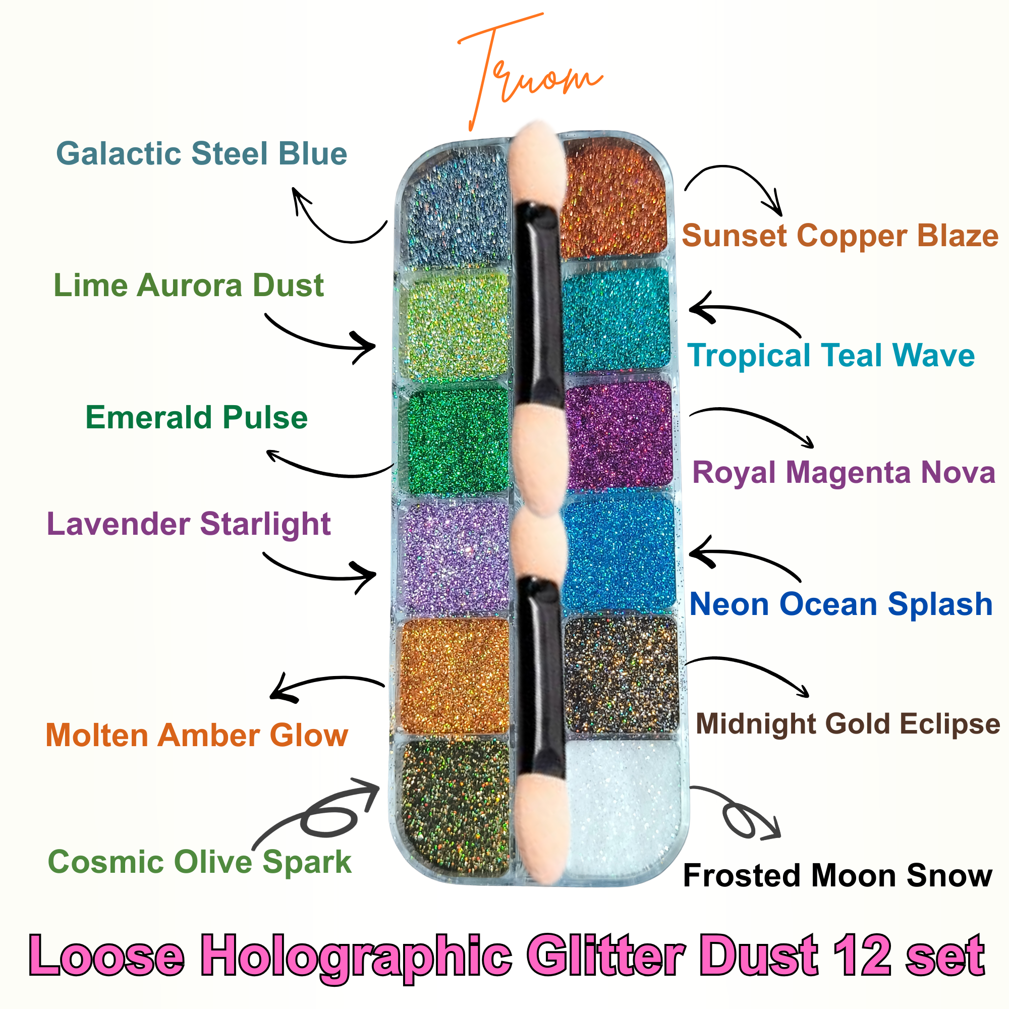 Loose Powder Holographic Glitter 12 set