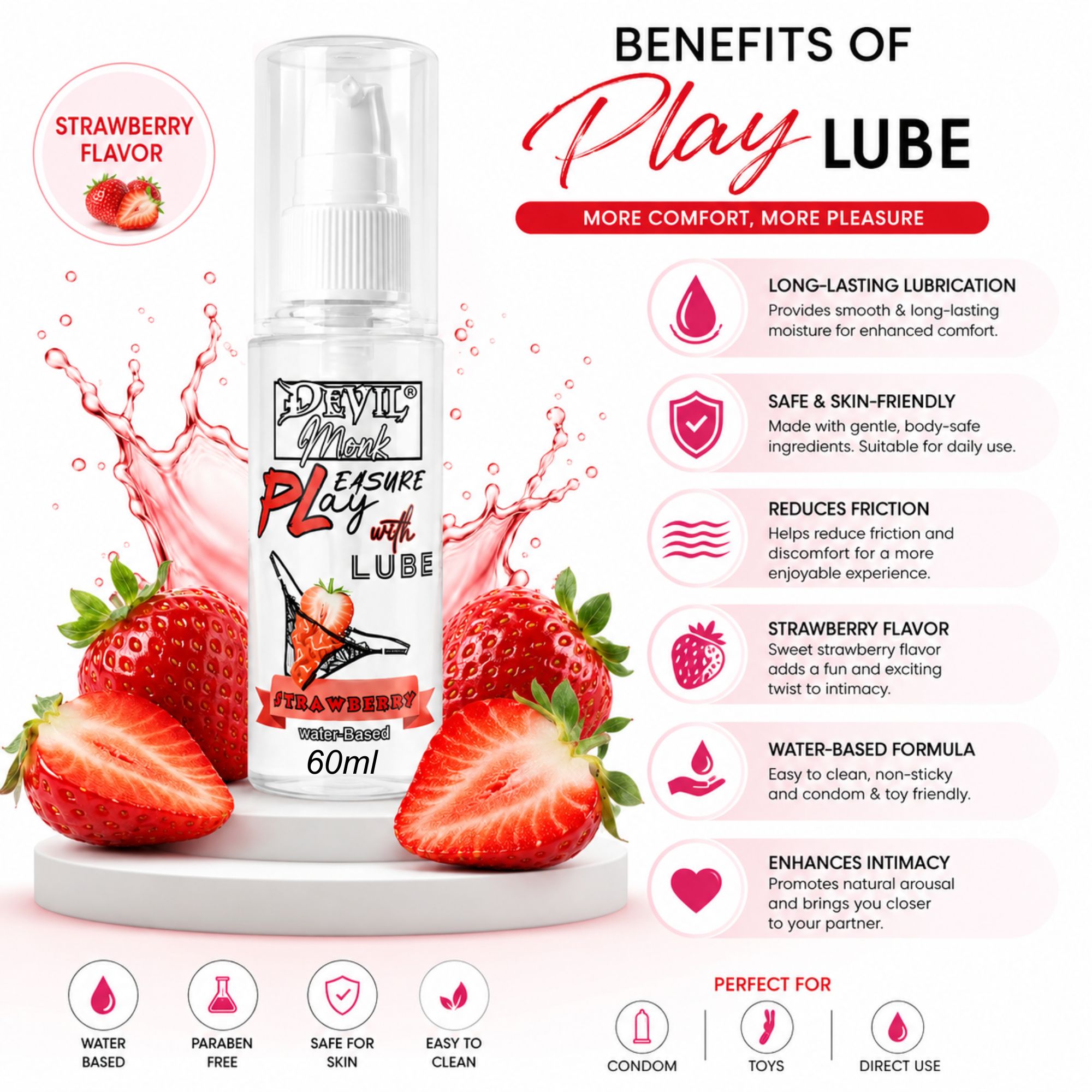 Devil Monk Strawberry Lube | Water-based Lubricant - Image 2