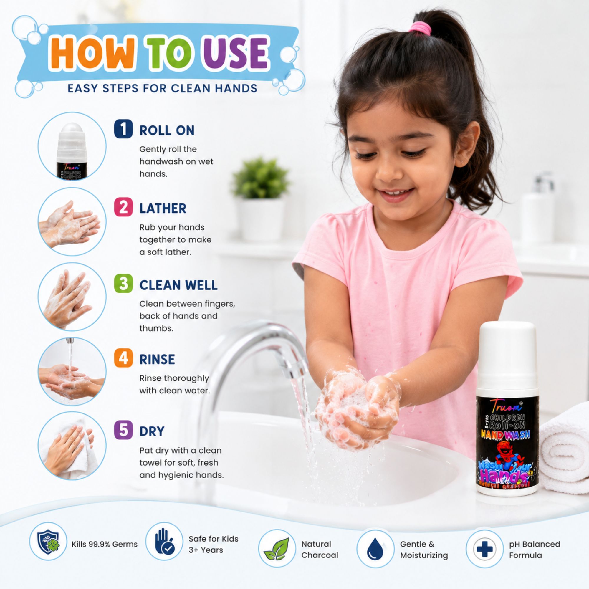 Children Roll-On Handwash Natural Charcoal - Image 3