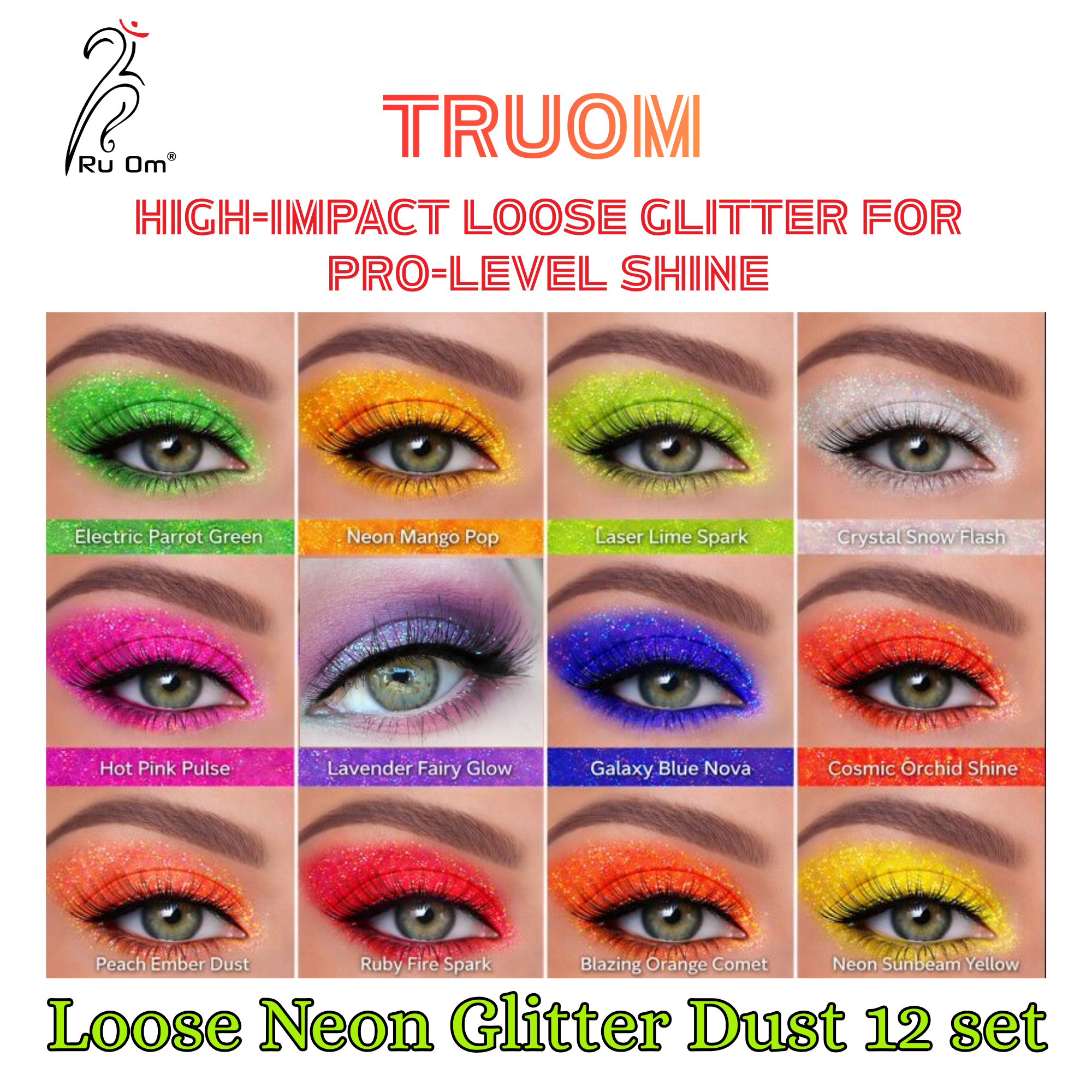 Loose Powder Neon Glitter 12 set - Image 3