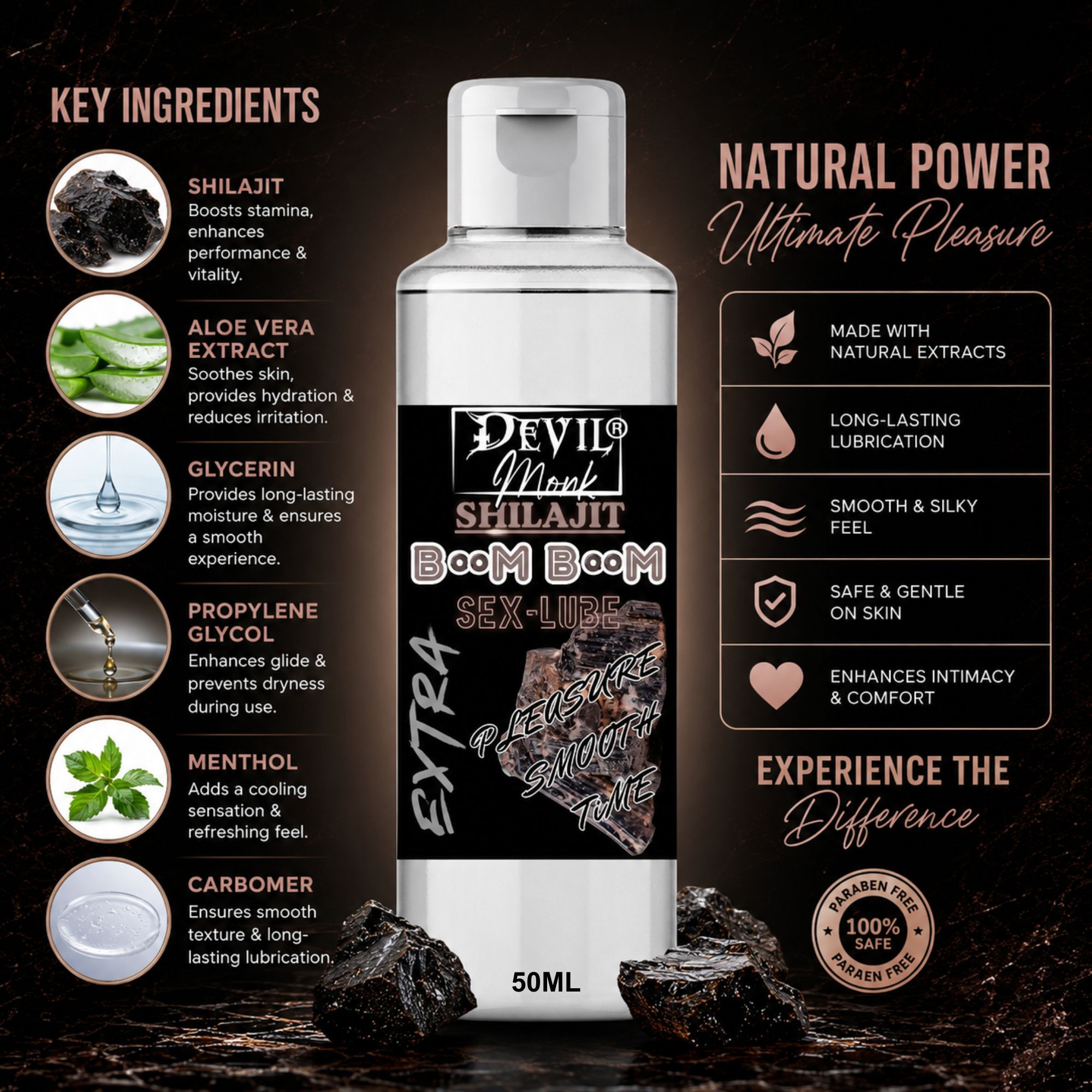 Devil Monk Shilajit Lube | Water-based Lubricant 50ML - Image 2