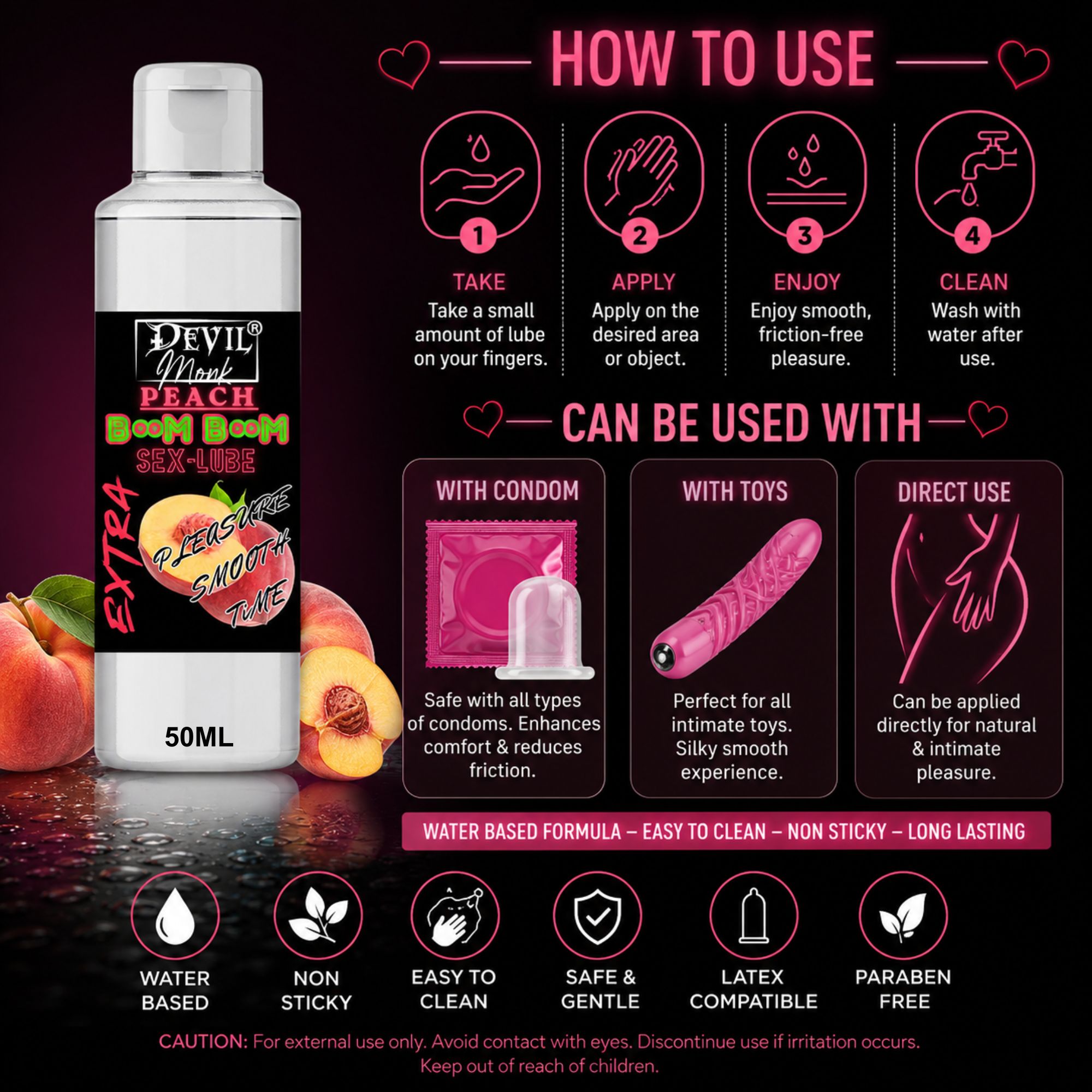 Devil Monk Peach Lube | Water-based Lubricant 50ML - Image 3