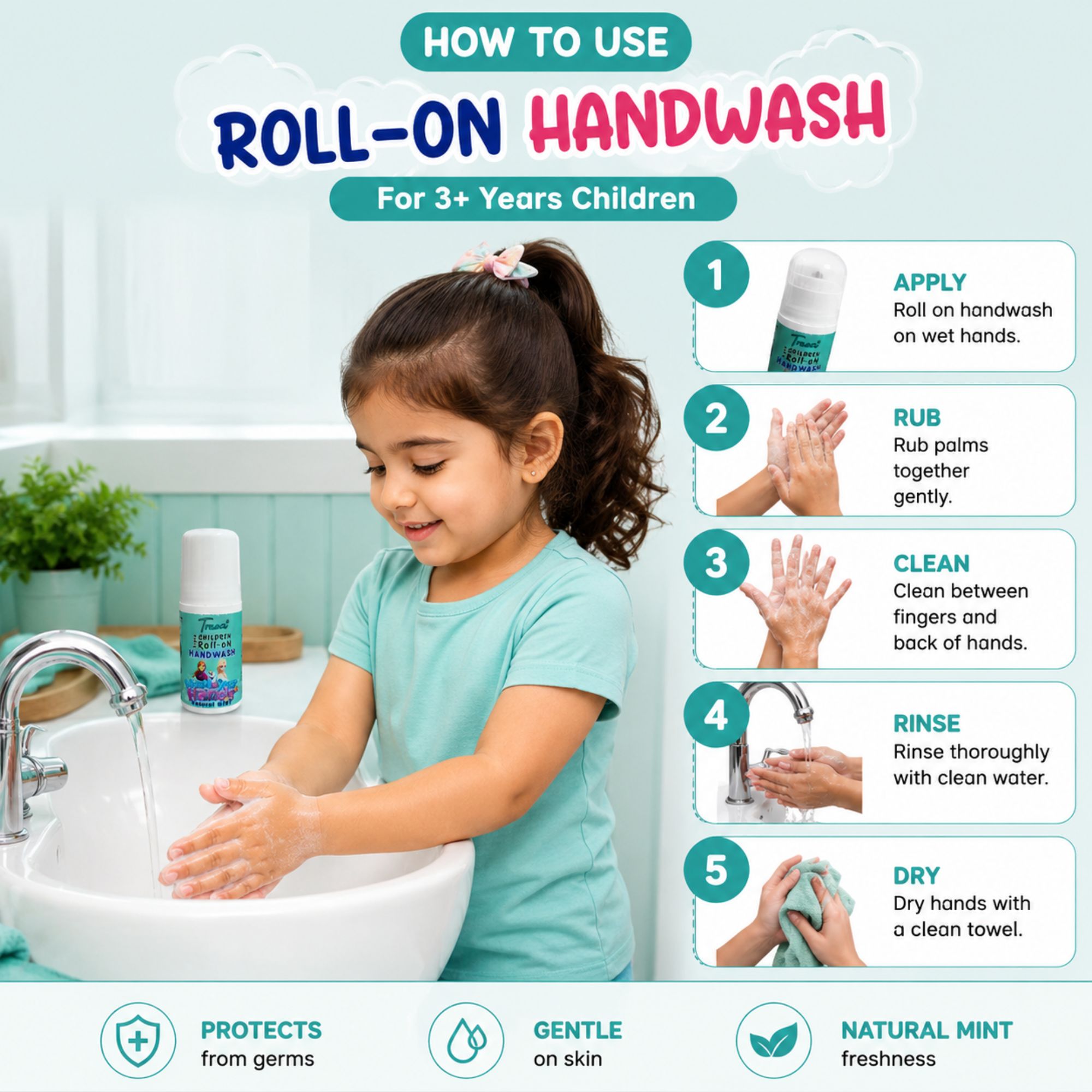 Children Roll-On Handwash Natural Mint - Image 5