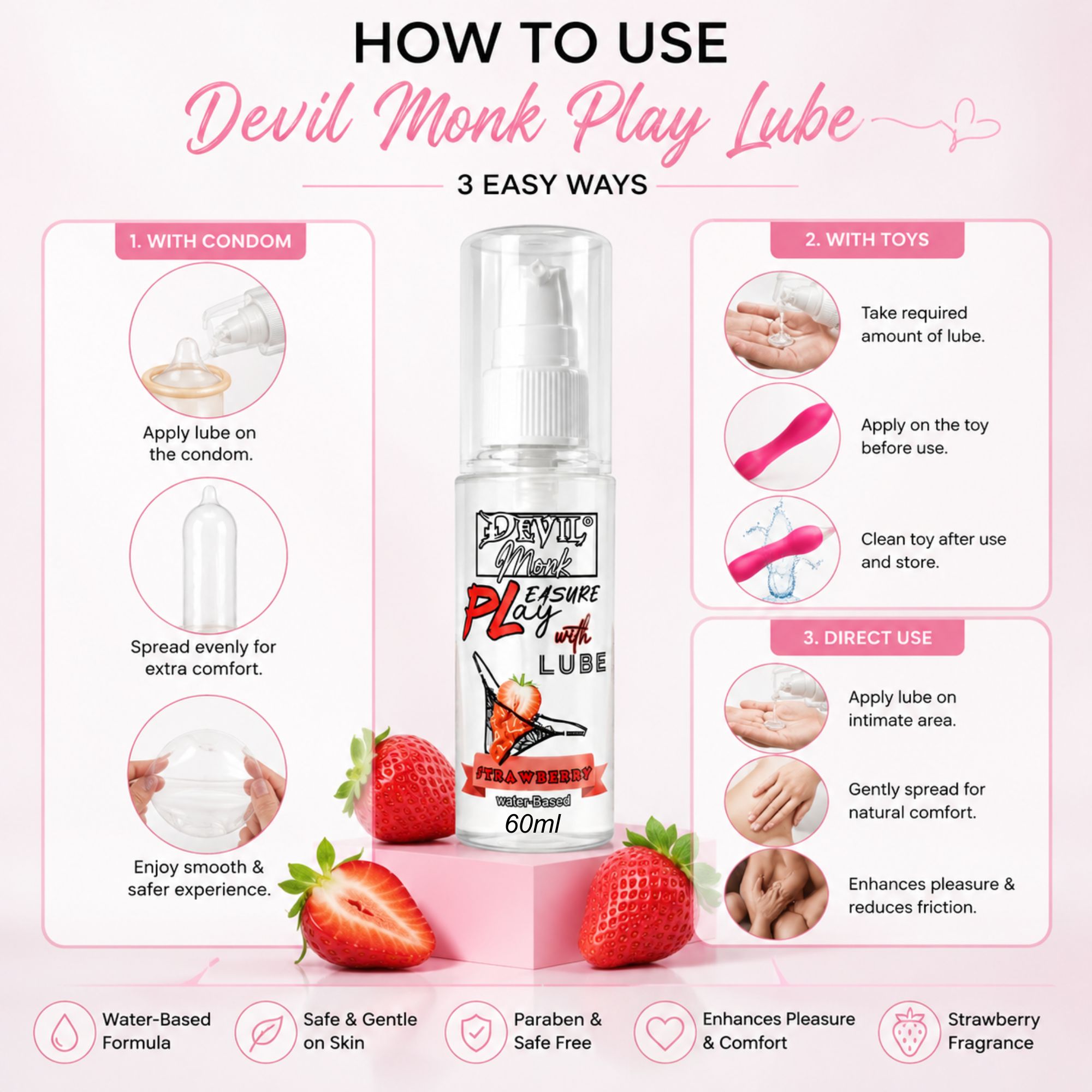 Devil Monk Strawberry Lube | Water-based Lubricant - Image 4