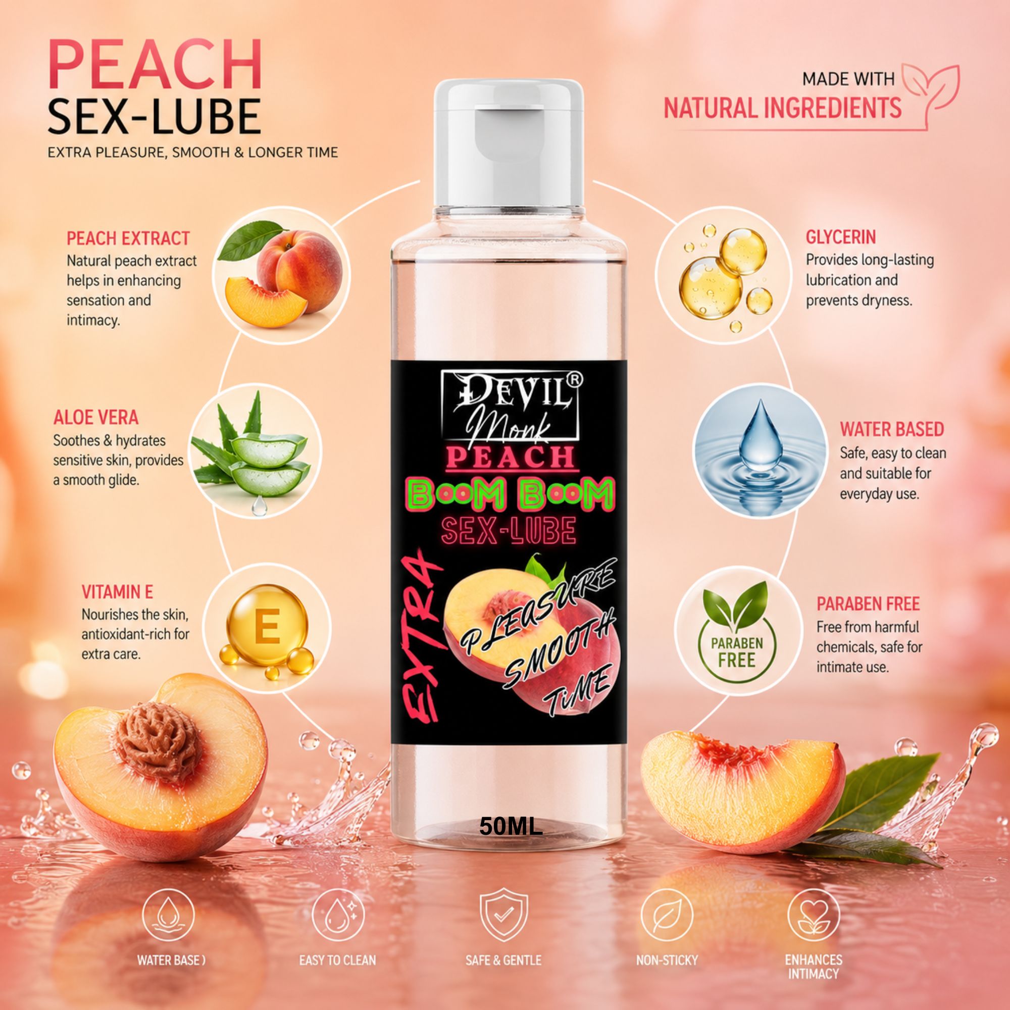 Devil Monk Peach Lube | Water-based Lubricant 50ML - Image 4