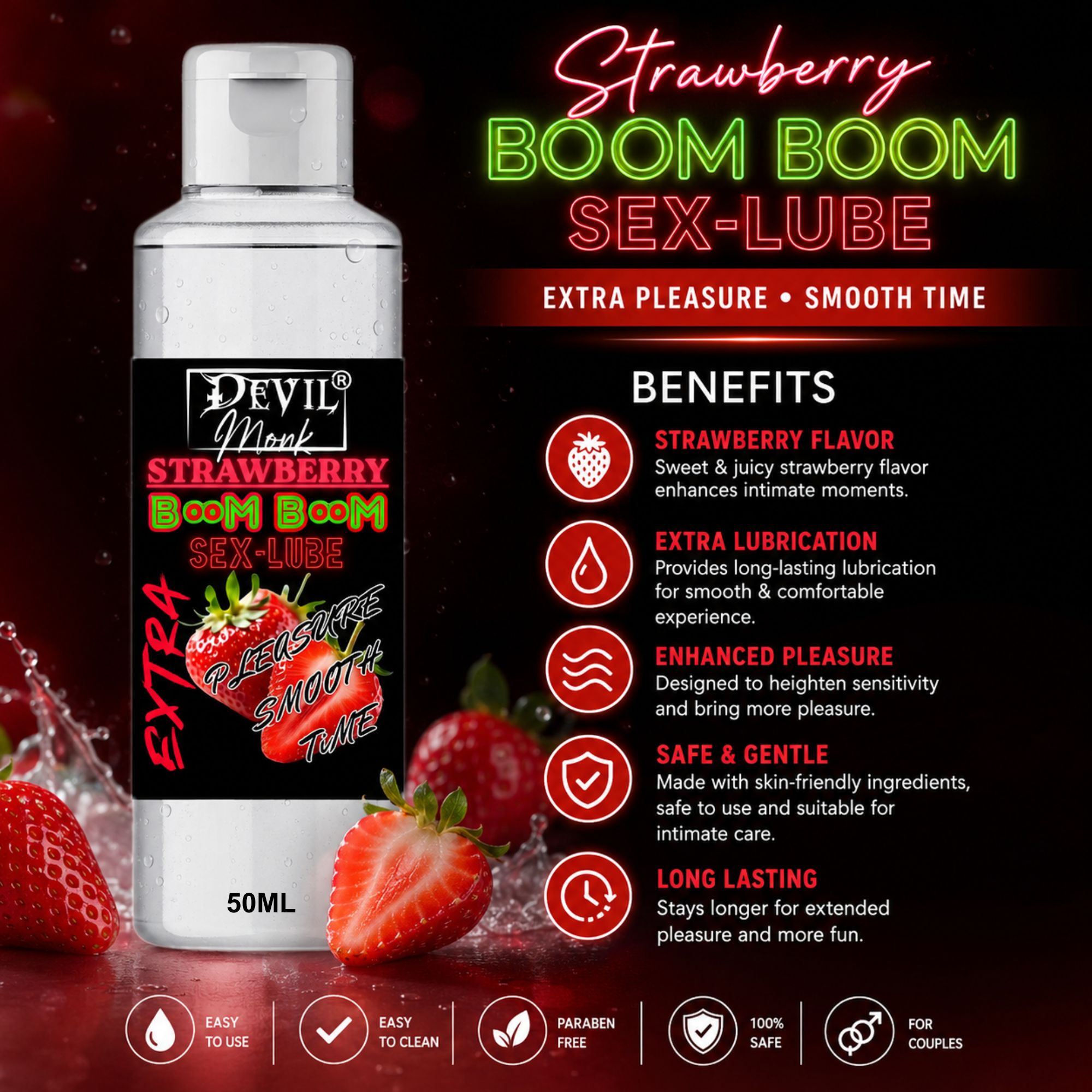 Devil Monk Strawberry Lube | Water-based Lubricant 50ML - Image 4