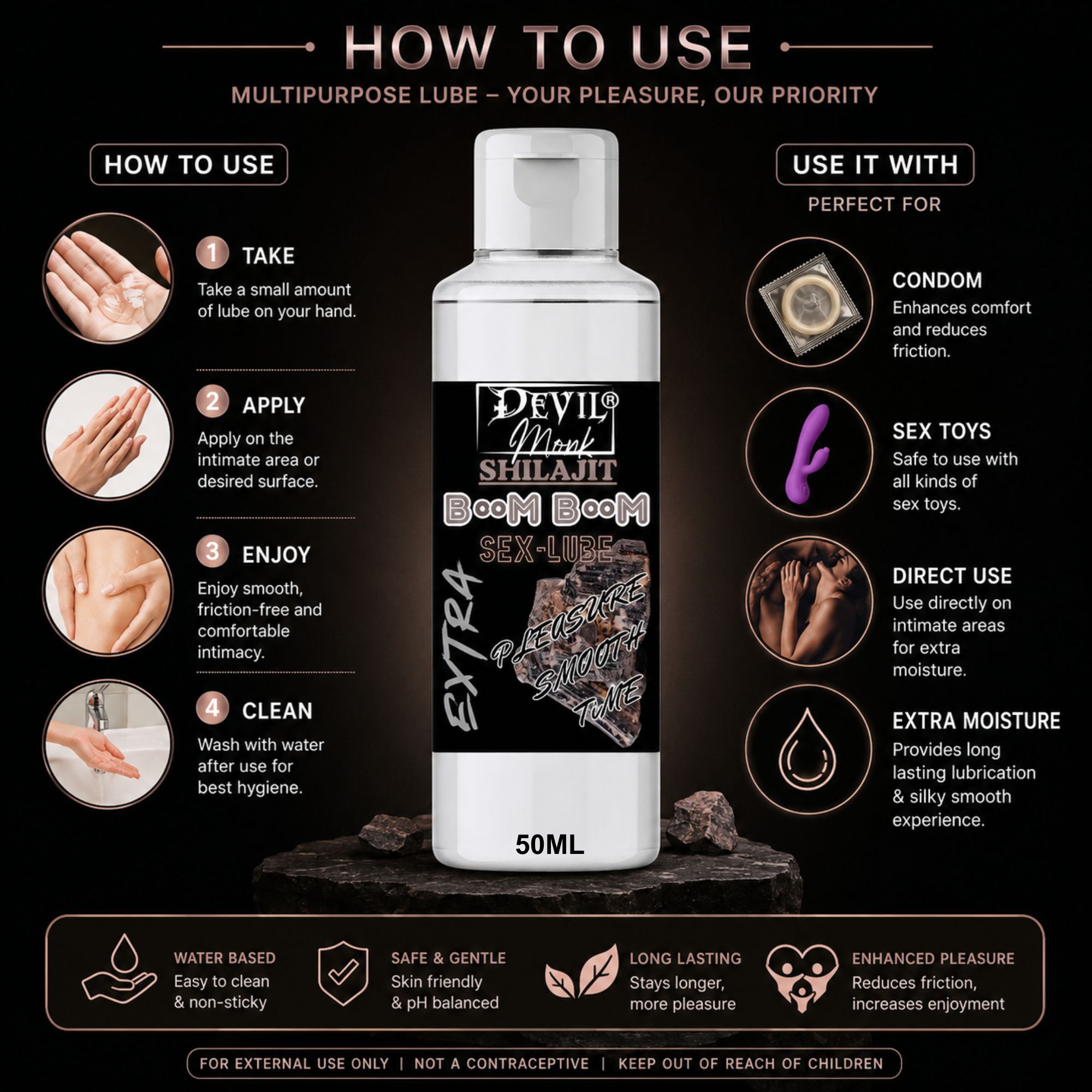 Devil Monk Shilajit Lube | Water-based Lubricant 50ML - Image 4