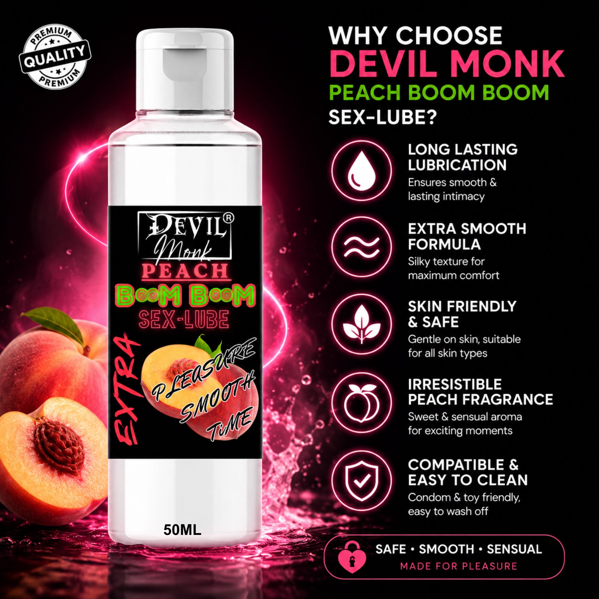 Devil Monk Peach Lube | Water-based Lubricant 50ML - Image 5