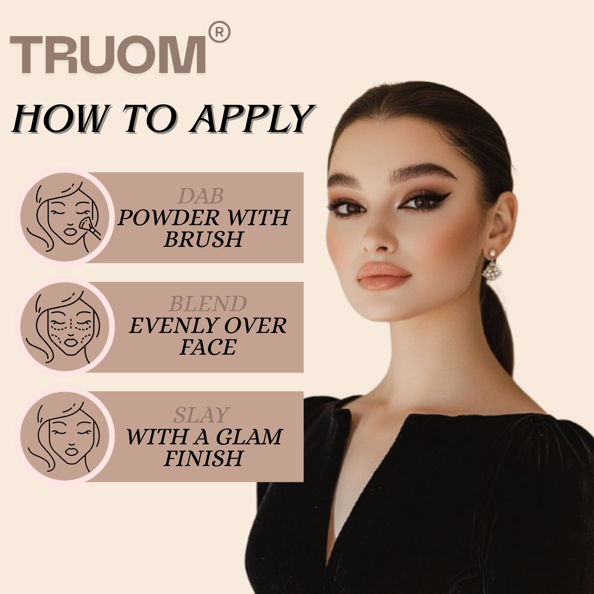 TRUOM Matte Loose Compact Face Powder β Blend T0.2 Light Peach - Image 4