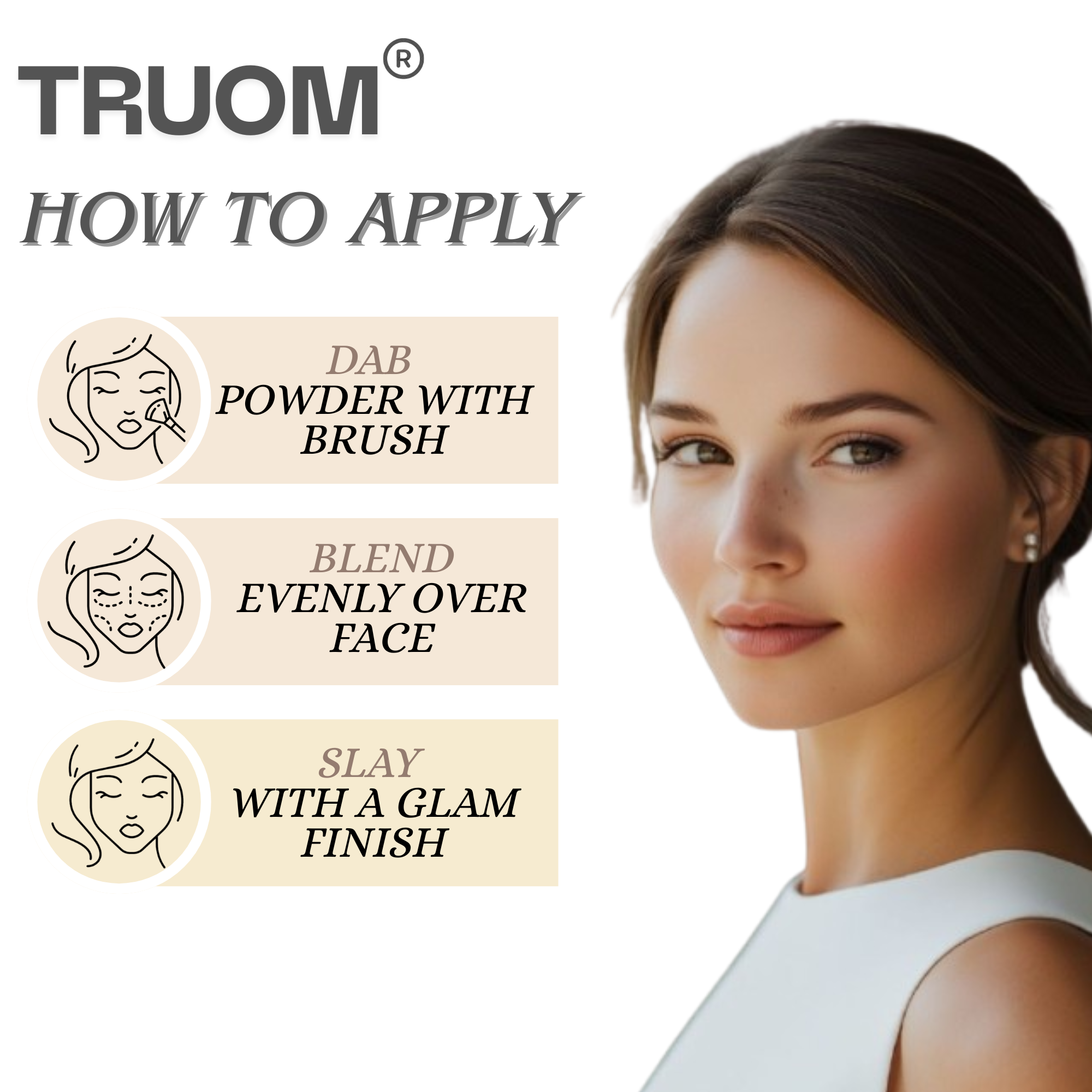 TRUOM Matte Loose Compact Face Powder β Blend T0.4 Off-White - Image 3
