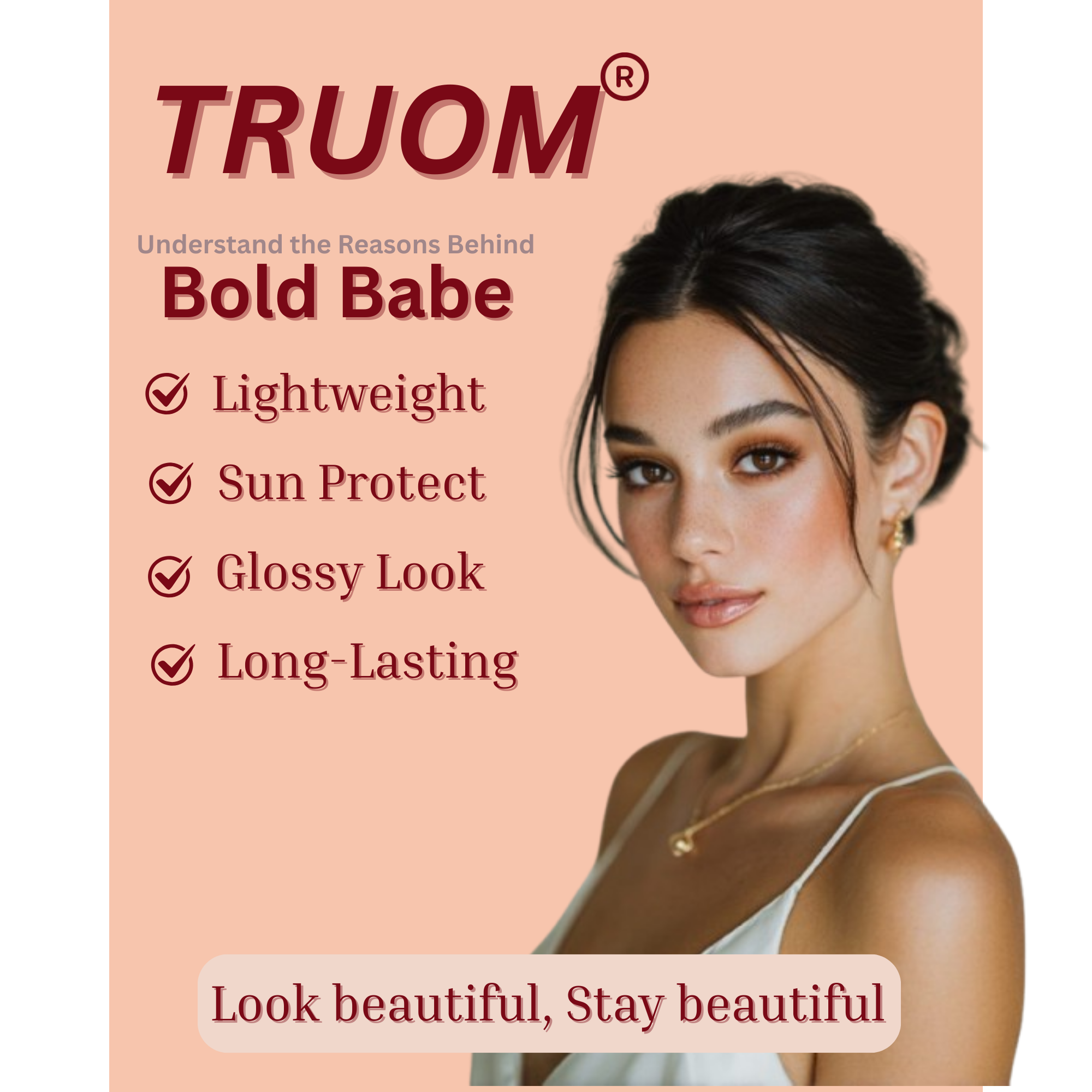 TRUOM Bold Babe โ Nude Beige 2-in-1 Compact Powder | Smooth Finish & Oil Control - Image 4