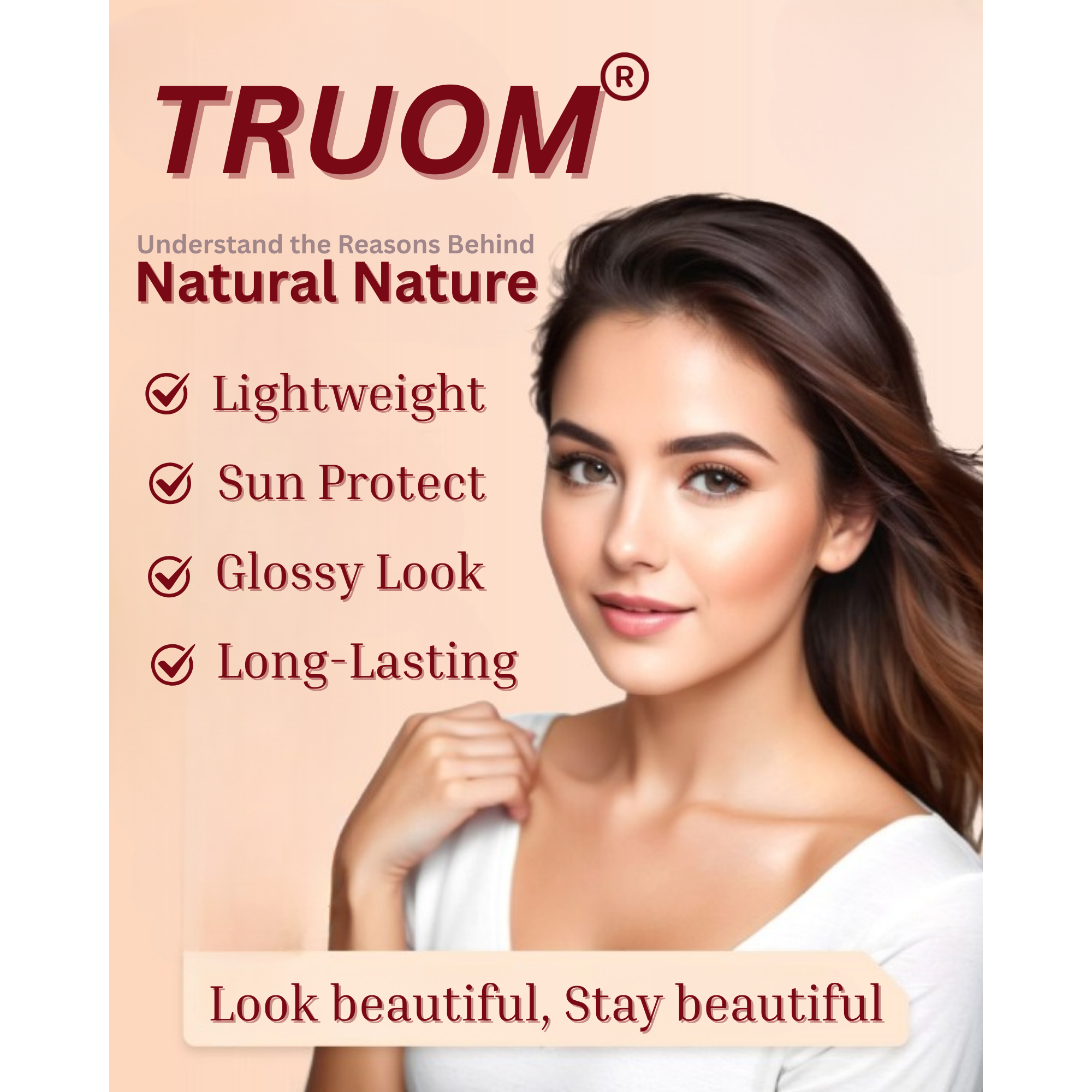 TRUOM Natural Nature Peach Face Powder โ Matte Finish Makeup Powder - Image 4