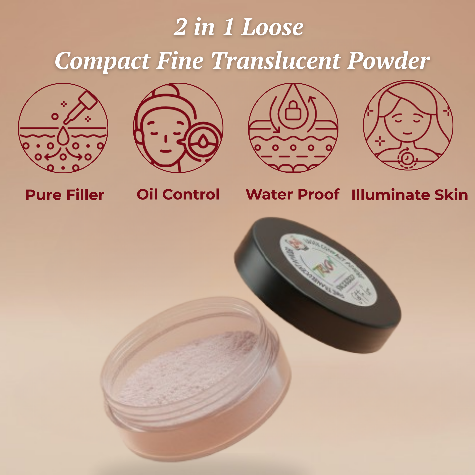 TRUOM Natural Nature Peach Face Powder โ Matte Finish Makeup Powder - Image 5