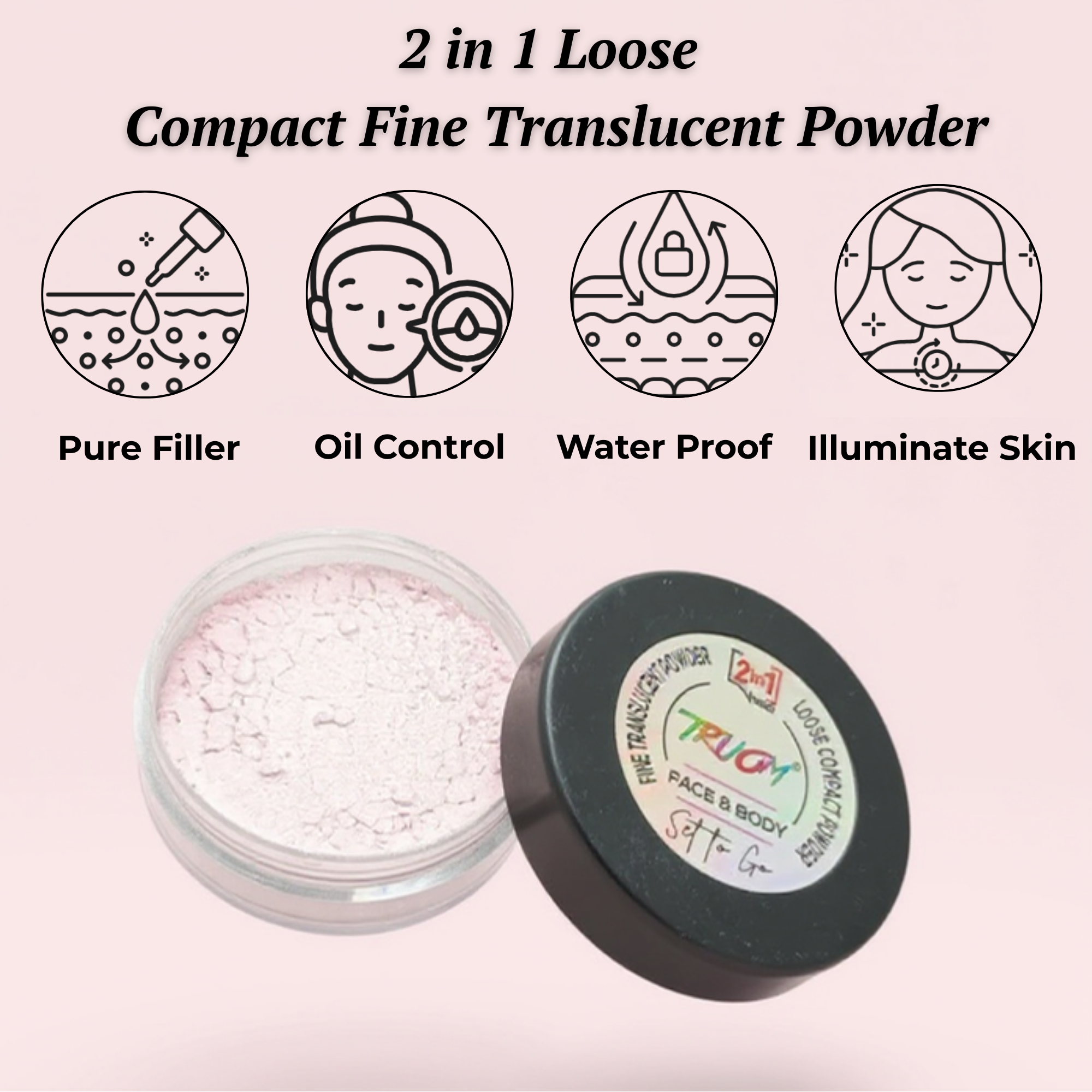 TRUOM Pretty Pinky Light Pink Face Powder โ Matte Finish Makeup Powder - Image 5