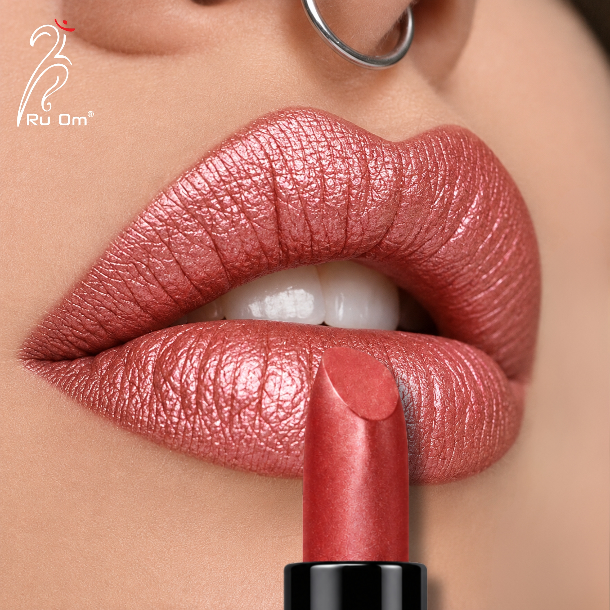 TRUOM Metallic Lipstick – Red | Long-Lasting Metallic Finish Lip Color - Image 2