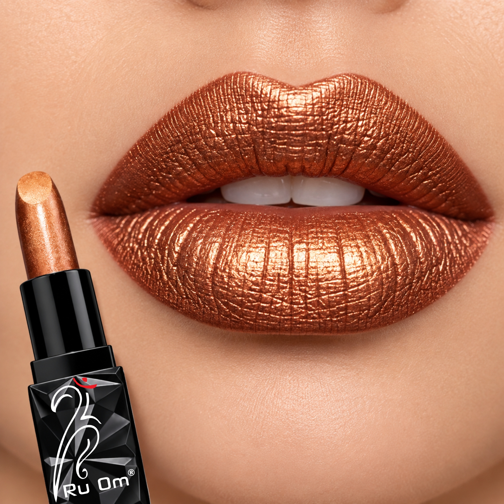 TRUOM Metallic Lipstick β Copper | Long-Lasting Metallic Finish Lip Color - Image 3