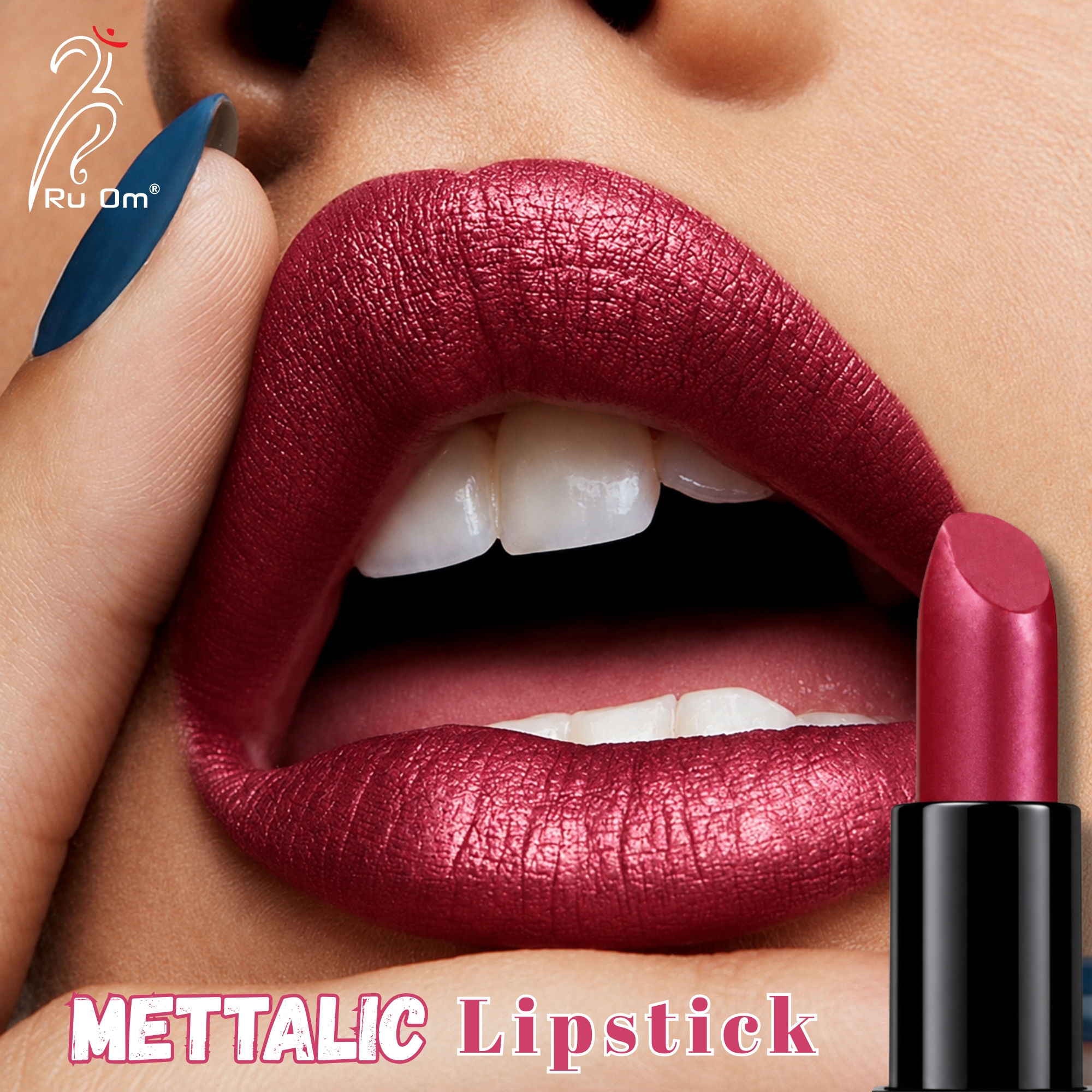 TRUOM Metallic Lipstick β Red Wine | Long-Lasting Metallic Finish Lip Color - Image 3