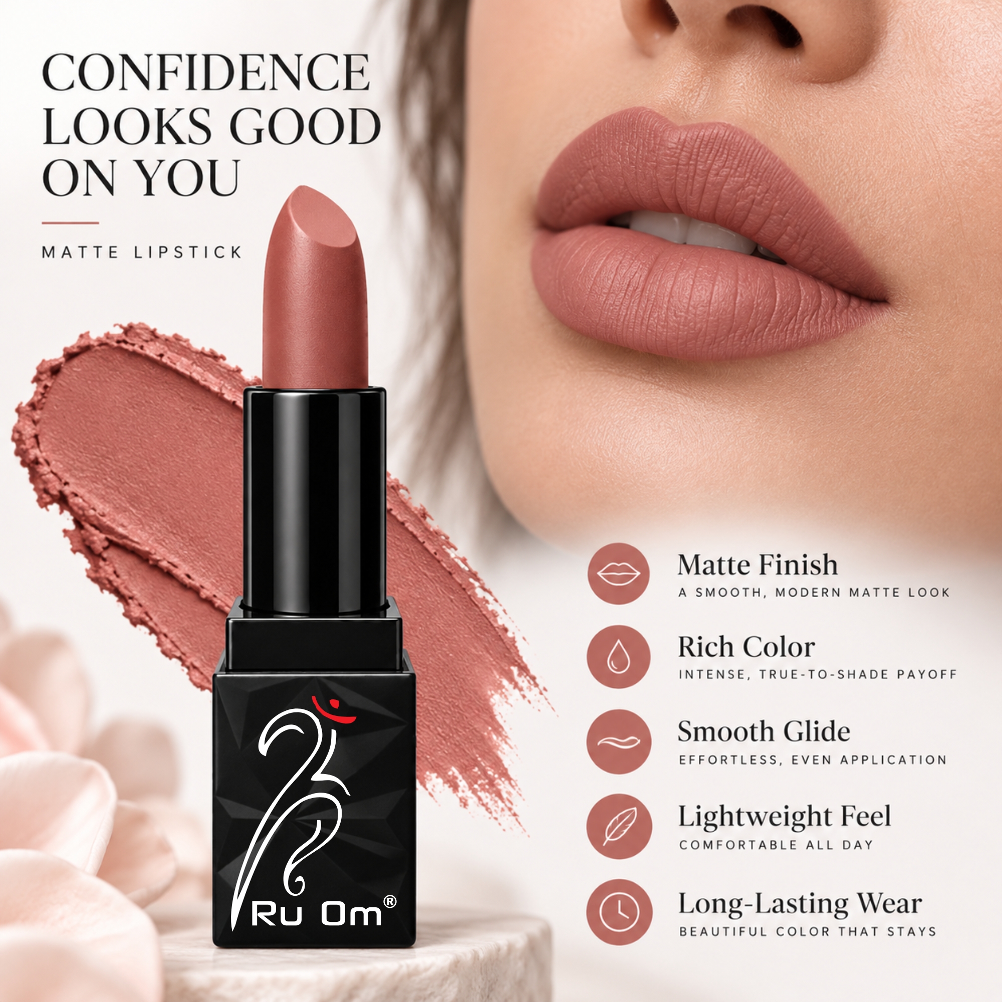 TRUOM Matte Lipstick β Mucha Nude | Long-Lasting Matte Finish Lip Color - Image 4