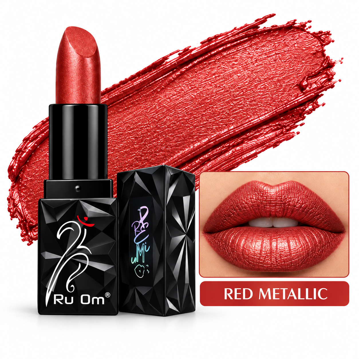 TRUOM Metallic Lipstick – Red | Long-Lasting Metallic Finish Lip Color - Image 5