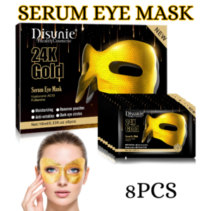 Disunie 24K Gold Serum Eye Mask – Hyaluronic Acid & Fullerene, 8 Pcs