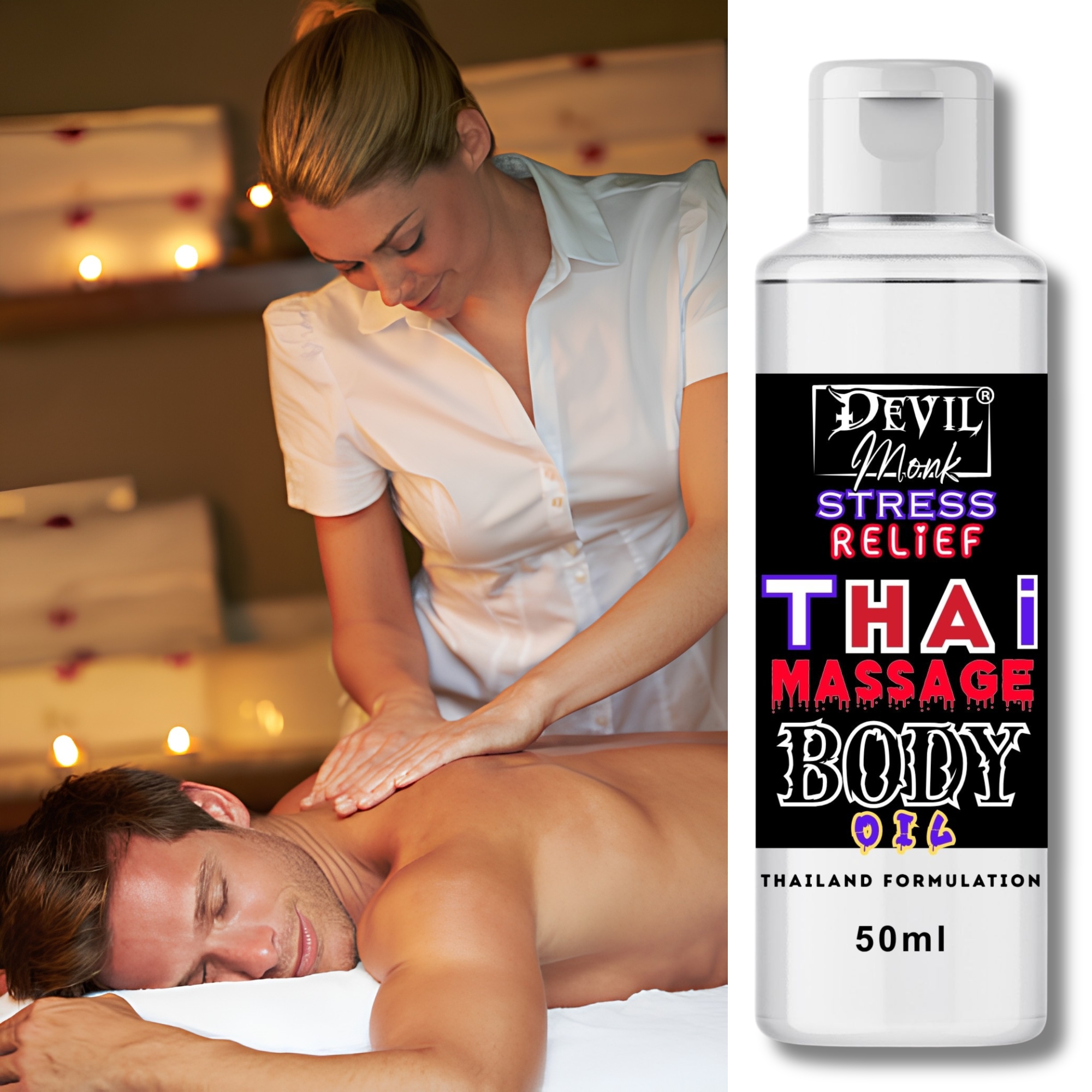 TRUOM Thai Body Massage Oil 50ml | Stress Relief & Relaxing Massage Oil for Men & Women