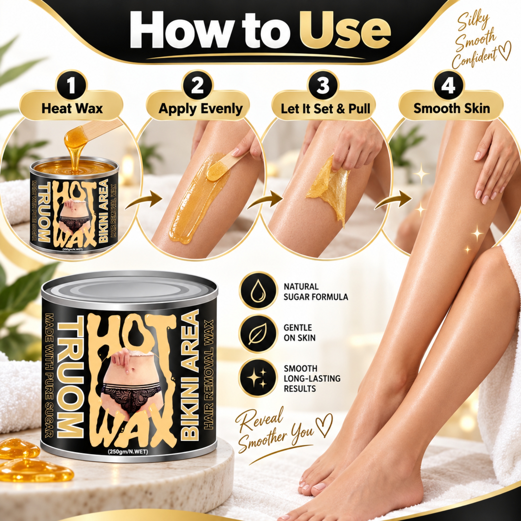 TRUOM White Chocolate Wax 250g | Professional Hair Removal Wax for Smooth & Clean Skin - Image 5